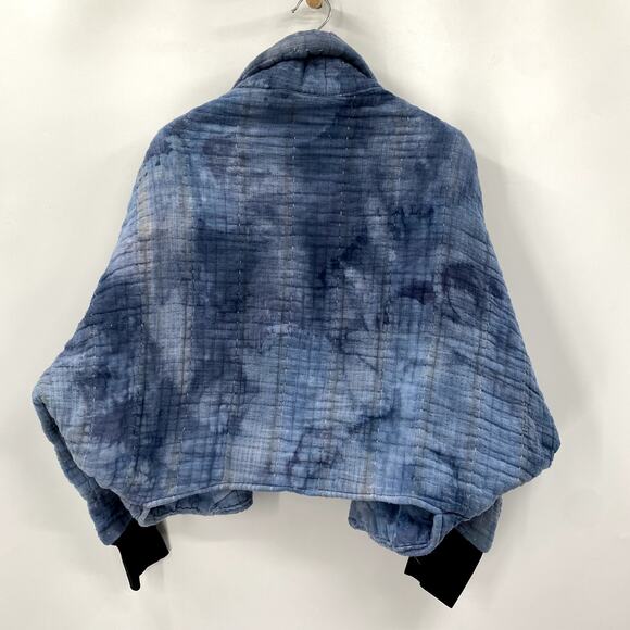 Blue tie dye quilted Bomber Jacket - Picture 5 of 5